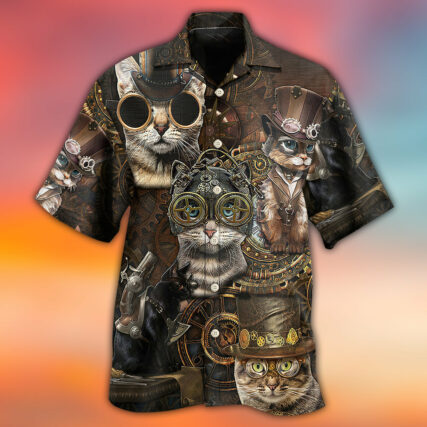 Cat Steampunk - Hawaiian Shirt - Owl Ohh - Owl Ohh