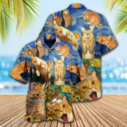 Cat The Sight Of Stars Makes Cat Dream - Hawaiian Shirt - Owl Ohh - Owl Ohh