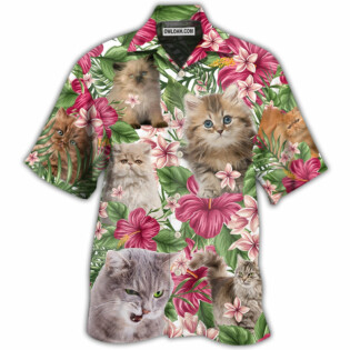 Cat Tropical Floral Persisan Cat - Hawaiian Shirt - Owl Ohh - Owl Ohh