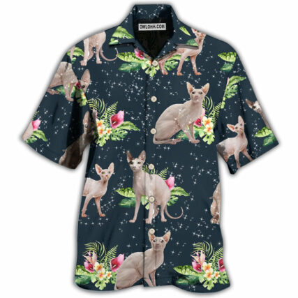 Cat Tropical Floral Sphynx Cat - Hawaiian Shirt - Owl Ohh - Owl Ohh