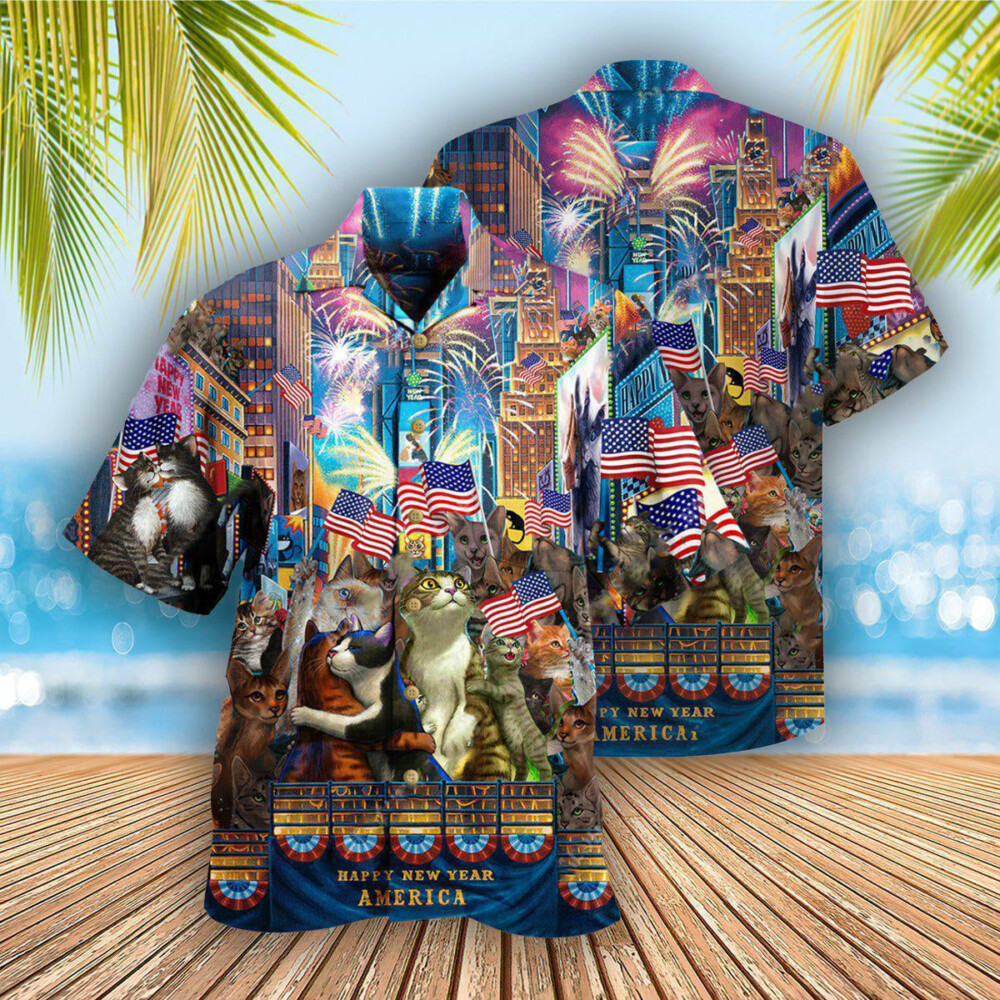 Cat With America Lets Countdown - Hawaiian Shirt - Owl Ohh - Owl Ohh