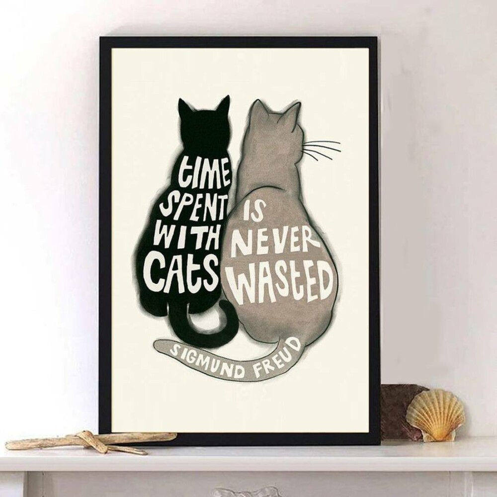 Cat Couple Time Spent With Cats - Vertical Poster - Owl Ohh - Owl Ohh