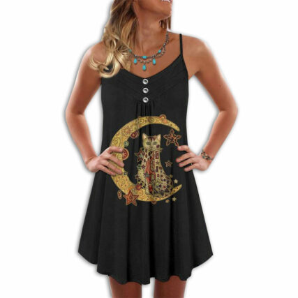Cat Love Summer Vibes On The Moon - Summer Dress - Owl Ohh - Owl Ohh