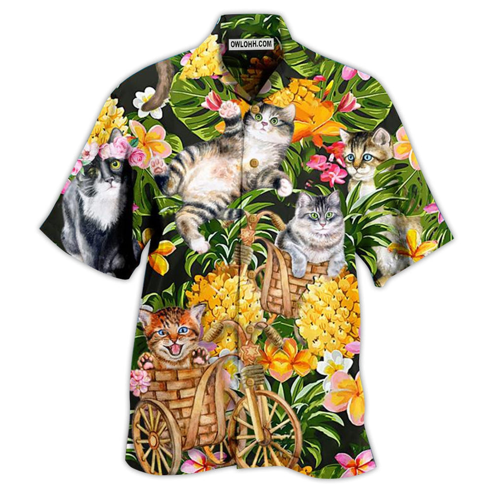 Cat Lovely And Flowers Garden - Hawaiian Shirt - Owl Ohh - Owl Ohh