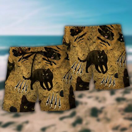 Black Cat Put Your Paws Up Cool - Beach Short - Owl Ohh - Owl Ohh