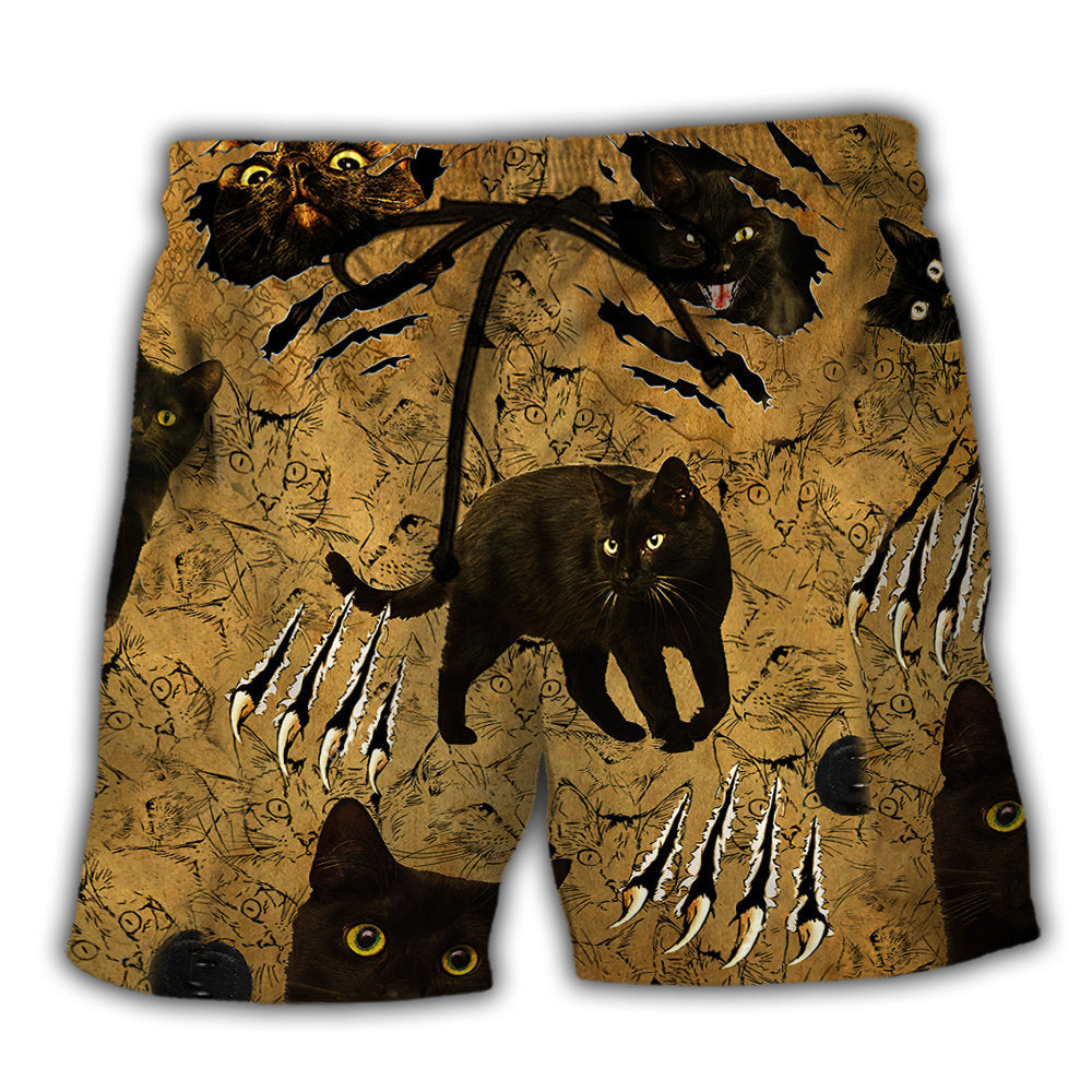 Black Cat Put Your Paws Up Cool - Beach Short - Owl Ohh - Owl Ohh