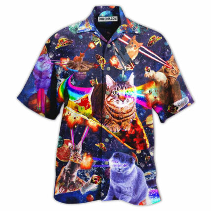 Cat Ride Food In Space Galaxy - Hawaiian Shirt - Owl Ohh - Owl Ohh