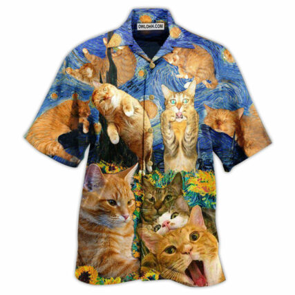 Cat The Sight Of Stars Makes Cat Dream - Hawaiian Shirt - Owl Ohh - Owl Ohh