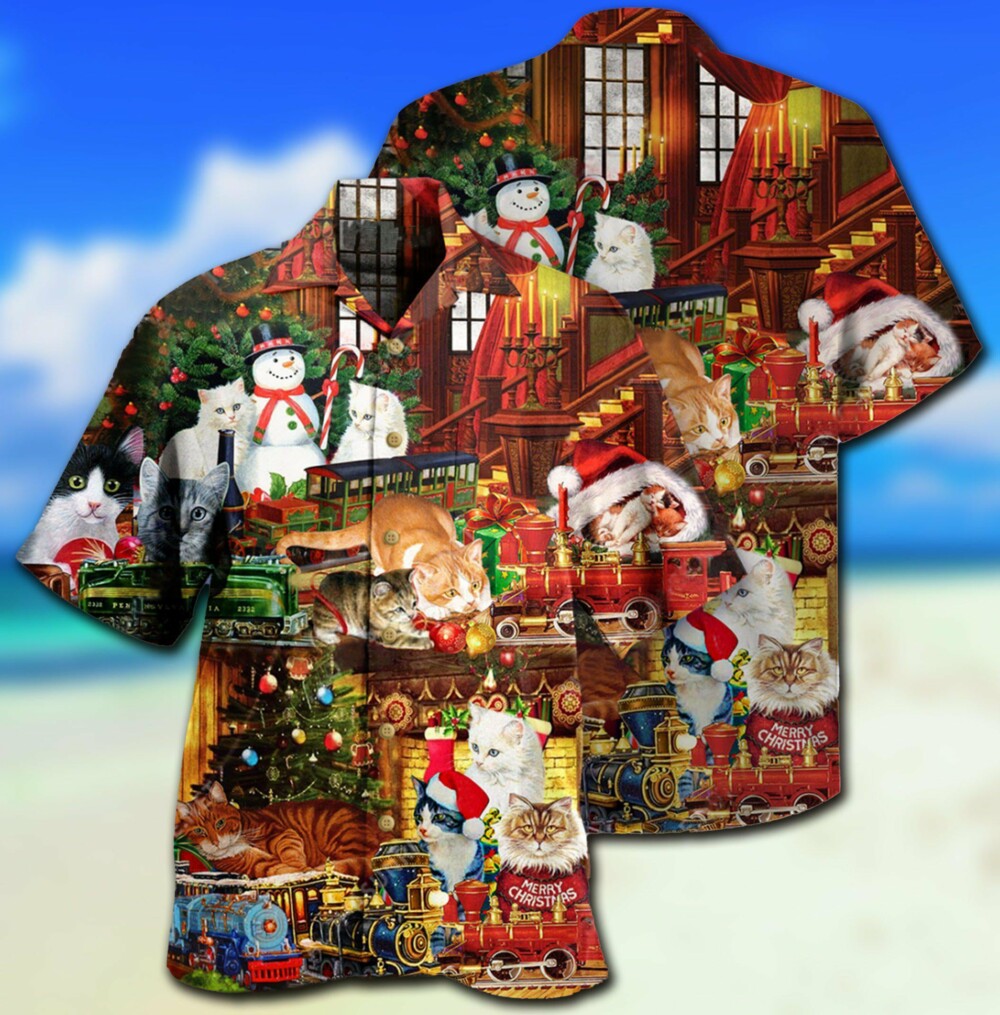 Cat With Toys Train - Hawaiian Shirt - Owl Ohh - Owl Ohh