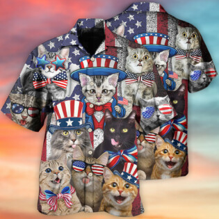 Cat Independence Day Funny - Hawaiian Shirt - Owl Ohh - Owl Ohh