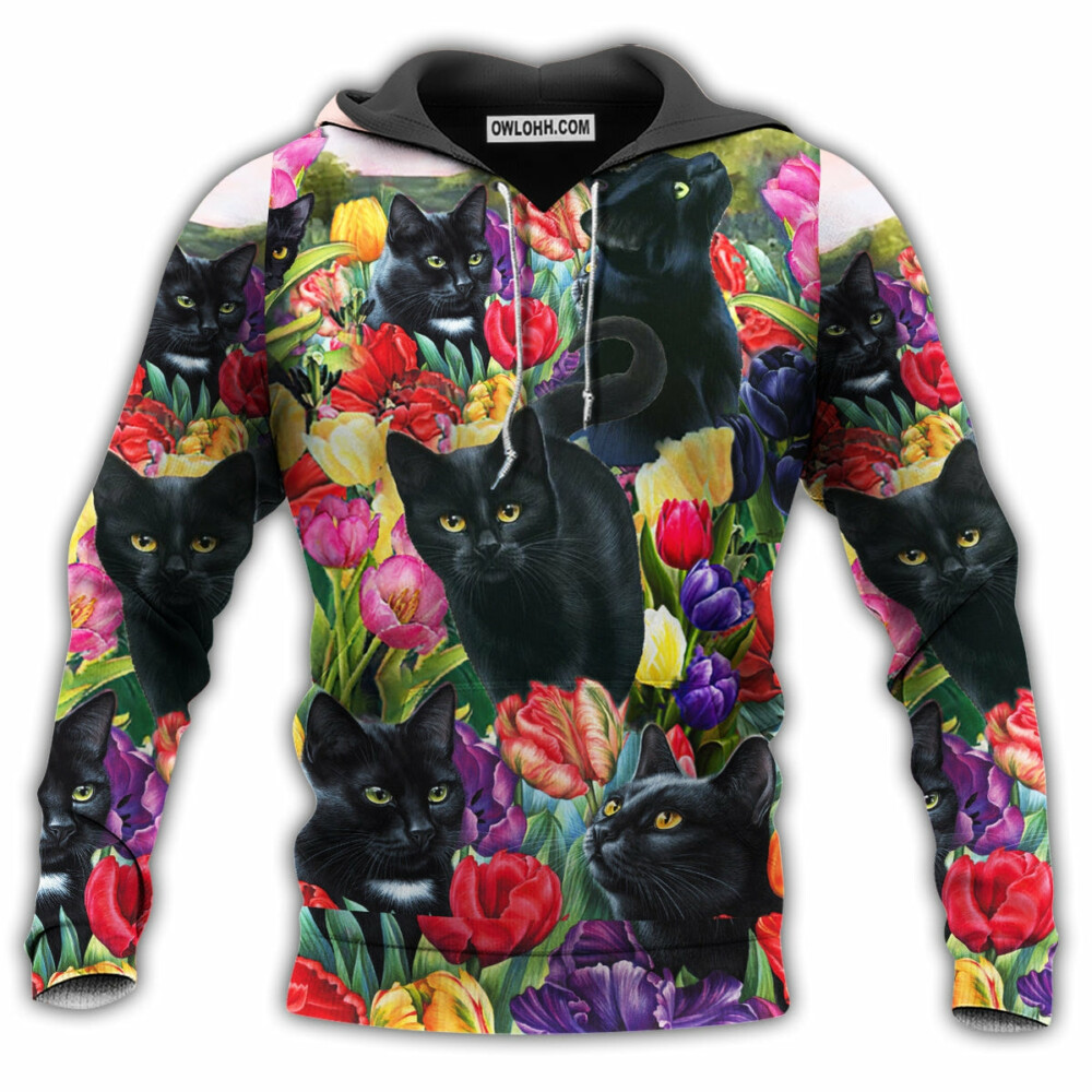 Cat Loves Flowers - Hoodie - Owl Ohh - Owl Ohh