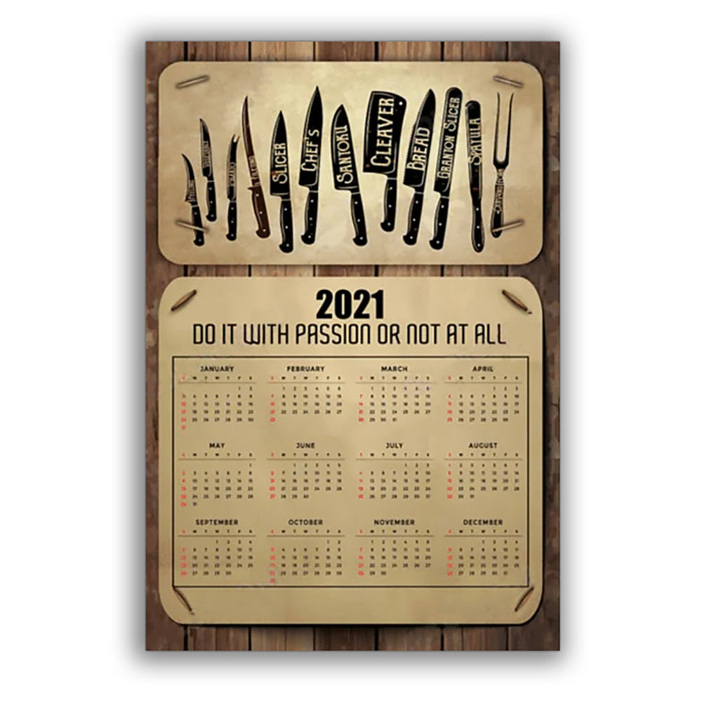 Chef Calendar 2021 - Vertical Poster - Owl Ohh - Owl Ohh