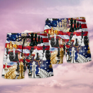Chess And Firework Independence Day - Beach Short - Owl Ohh - Owl Ohh