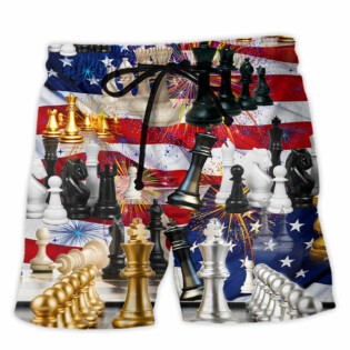 Chess And Firework Independence Day - Beach Short - Owl Ohh - Owl Ohh
