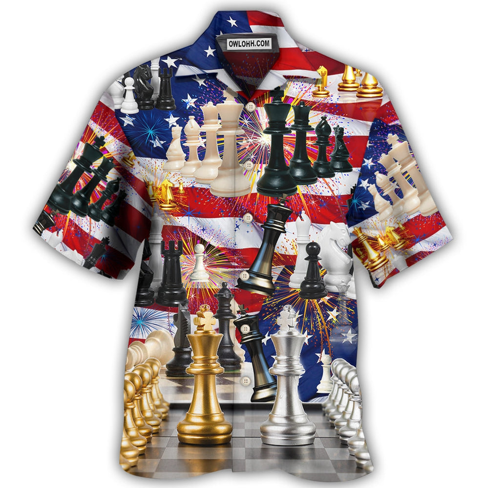 Chess And Firework Independence Day - Hawaiian Shirt - Owl Ohh - Owl Ohh