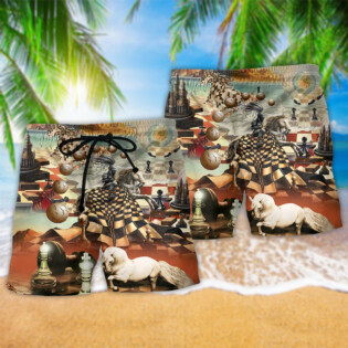 Chess Power Of The Knights In Chess - Beach Short - Owl Ohh - Owl Ohh