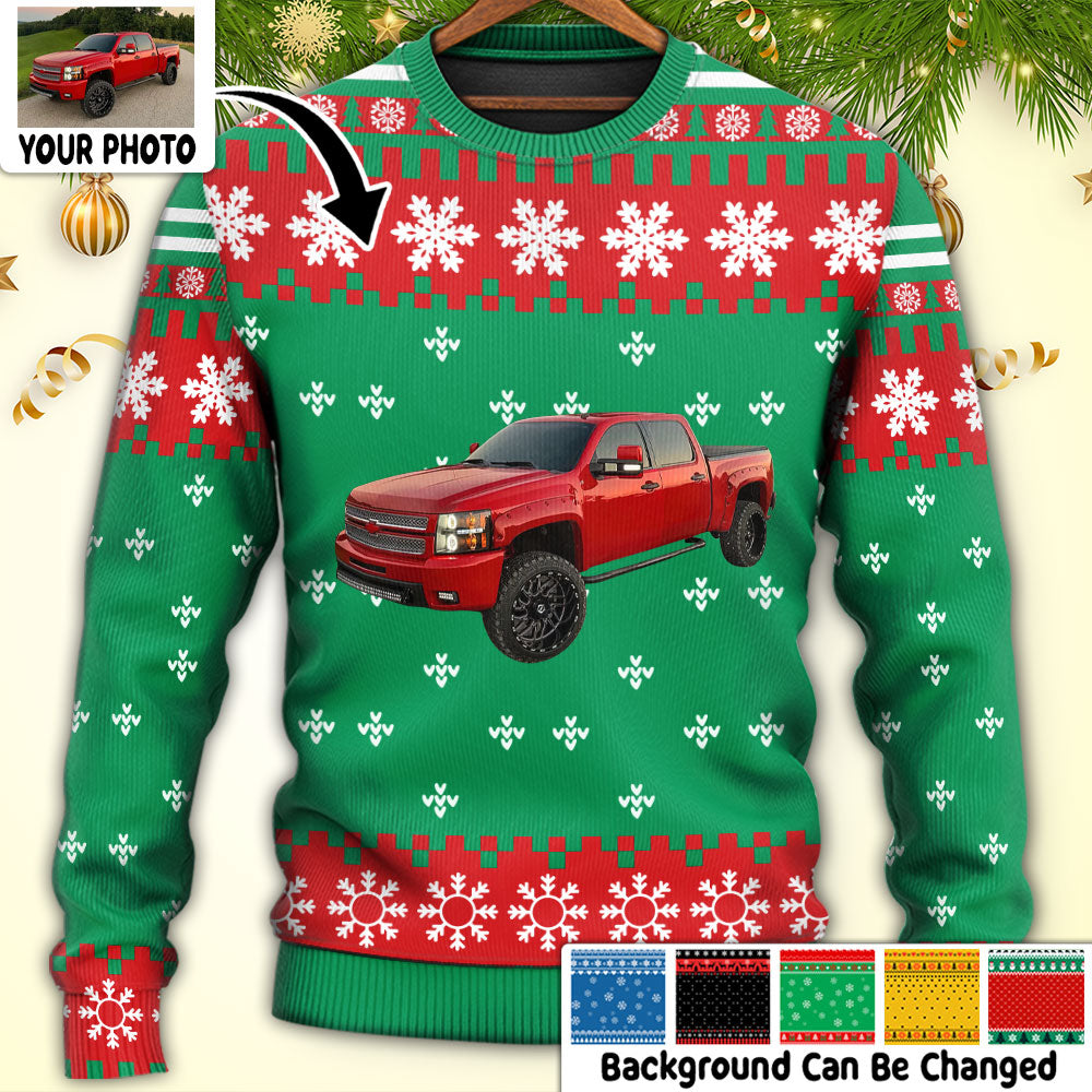 Car Christmas Ugly Christmas Family In Love Custom Photo - Christmas Sweater - Personalized Photo Gifts, Custom Photo Gifts, Photo Gifts Ideas, Personalized Gifts Ideas, Custom Photo Car, Personalized Car - Owl Ohh - Owl Ohh