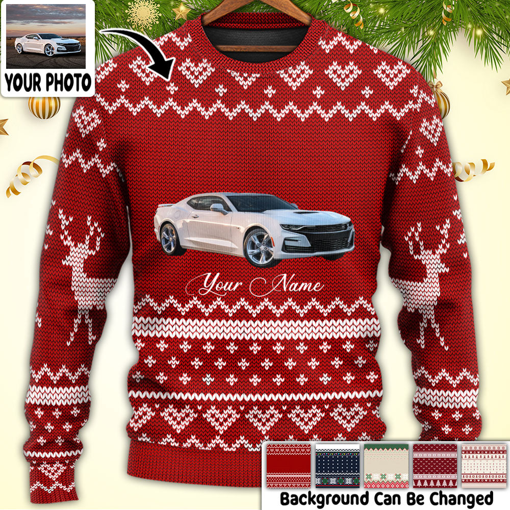 Christmas Car Xmas Is An Adventure Personalized Custom Photo - Christmas Sweater - Personalized Photo Gifts, Custom Photo Gifts, Personalized Gifts Ideas - Owl Ohh