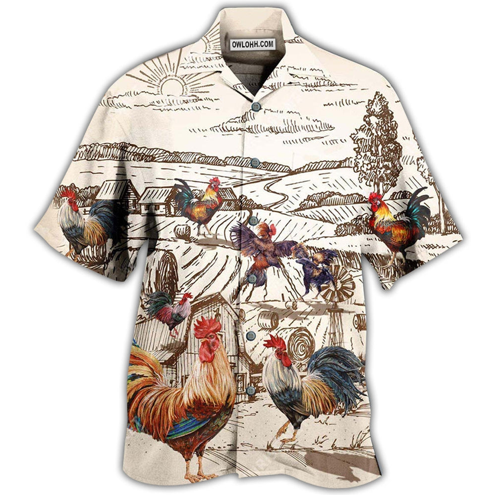 Chicken Awesome Farmer Roosters - Hawaiian Shirt - Owl Ohh - Owl Ohh