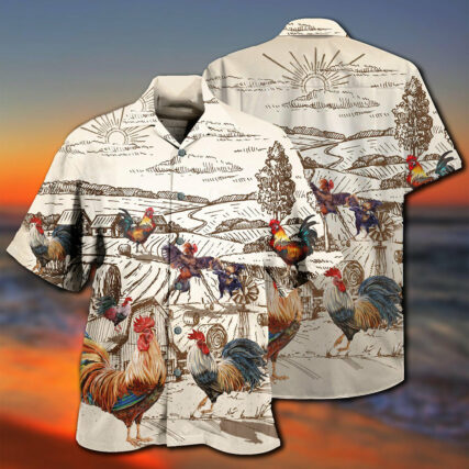Chicken Awesome Farmer Roosters - Hawaiian Shirt - Owl Ohh - Owl Ohh