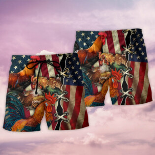 Chicken Celebrating Independence Day - Beach Short - Owl Ohh - Owl Ohh