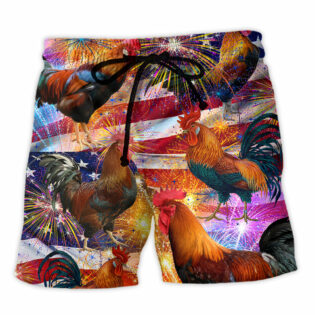 Chicken America Celebrating Independence Day - Beach Short - Owl Ohh - Owl Ohh