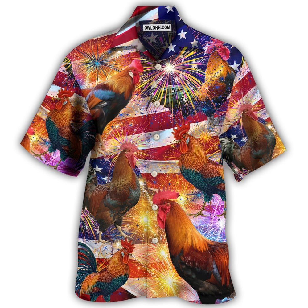 Chicken America Celebrating Independence Day - Hawaiian Shirt - Owl Ohh - Owl Ohh