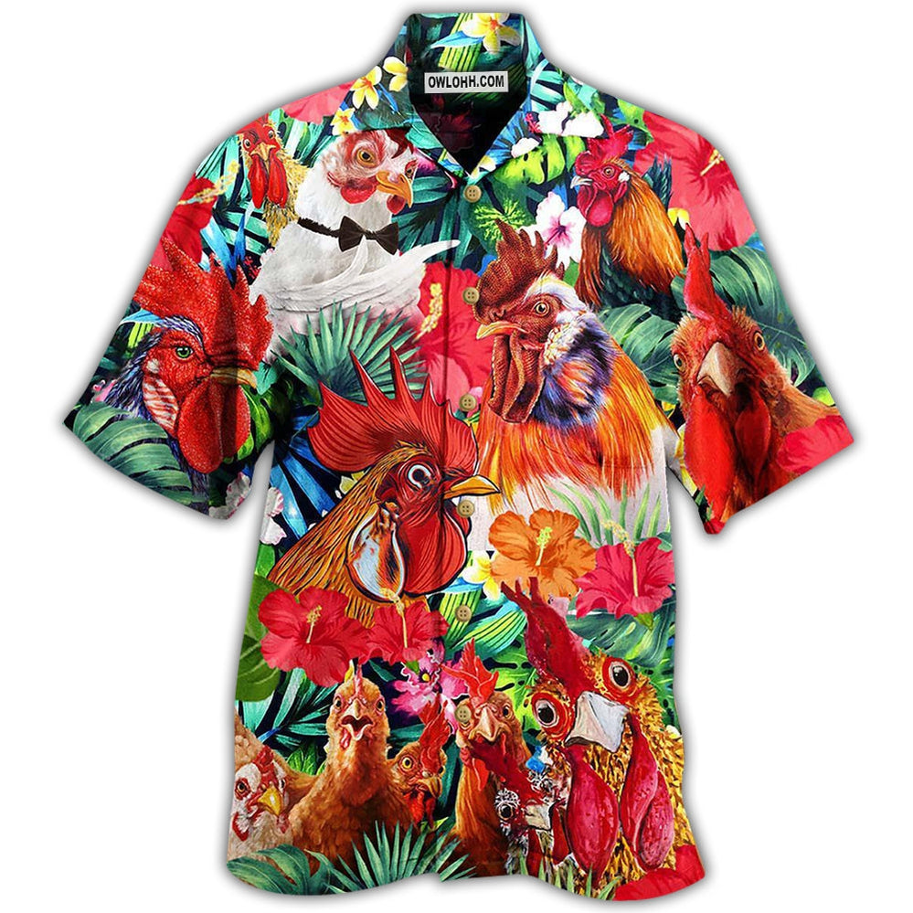 Chicken Loves Summer Tropical Style - Hawaiian Shirt - Owl Ohh - Owl Ohh