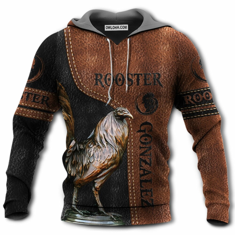 Chicken Rooster Amazing Leather Style Personalized - Hoodie - Owl Ohh - Owl Ohh