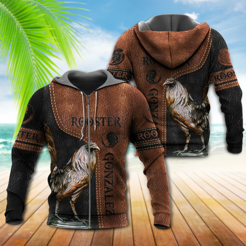 Chicken Rooster Amazing Leather Style Personalized - Hoodie - Owl Ohh - Owl Ohh