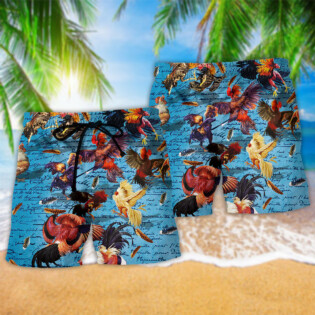 Chicken Rooster Fighting Cool Style - Beach Short - Owl Ohh - Owl Ohh