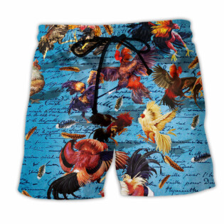 Chicken Rooster Fighting Cool Style - Beach Short - Owl Ohh - Owl Ohh