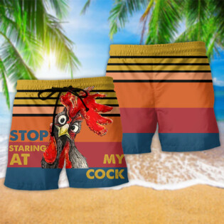 Chicken Rooster Stop Staring At My Cock Cool - Beach Short - Owl Ohh - Owl Ohh