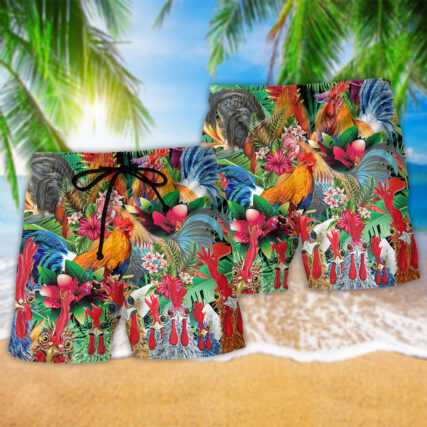 Chicken Summer Tropical Floral - Beach Short - Owl Ohh - Owl Ohh
