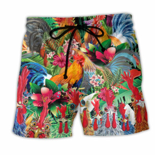 Chicken Summer Tropical Floral - Beach Short - Owl Ohh - Owl Ohh