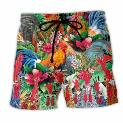Chicken Summer Tropical Floral - Beach Short - Owl Ohh - Owl Ohh
