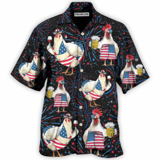 Chicken Independence Day Beer Style - Hawaiian Shirt - Owl Ohh - Owl Ohh