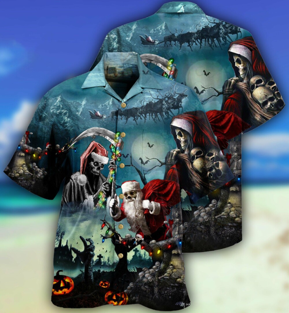 Skull Chistmas Santa Claus - Hawaiian Shirt - Owl Ohh - Owl Ohh