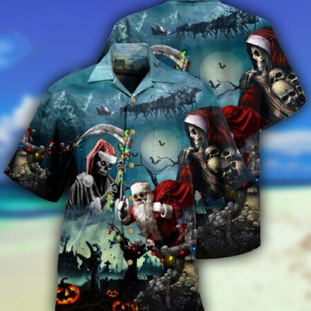 Skull Chistmas Santa Claus - Hawaiian Shirt - Owl Ohh - Owl Ohh