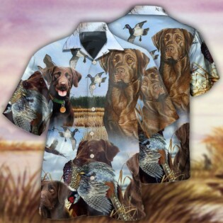 Hunting Chocolate Labrador Retriever Hunting Blue Sky - Hawaiian Shirt - Owl Ohh - Owl Ohh