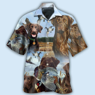 Hunting Chocolate Labrador Retriever Hunting Blue Sky - Hawaiian Shirt - Owl Ohh - Owl Ohh