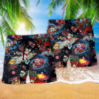 Chrismas Santa In The Space - Beach Short - Owl Ohh - Owl Ohh