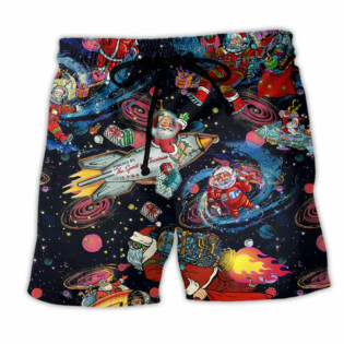 Chrismas Santa In The Space - Beach Short - Owl Ohh - Owl Ohh