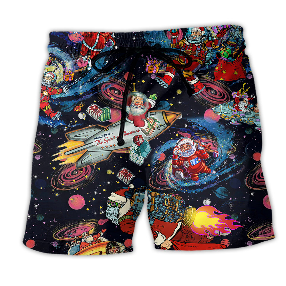 Chrismas Santa In The Space - Beach Short - Owl Ohh - Owl Ohh
