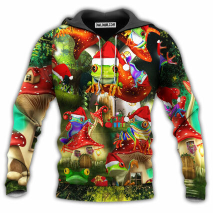 Christmas Frog Santa With Tiny House - Hoodie - Owl Ohh - Owl Ohh