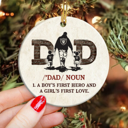 Christmas Gift Dad A Boys First Hero And A Girls First Love - Circle Ornament - Owl Ohh - Owl Ohh