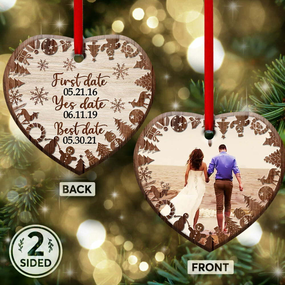 Christmas Gift First Date - Heart Ornament - Owl Ohh - Owl Ohh