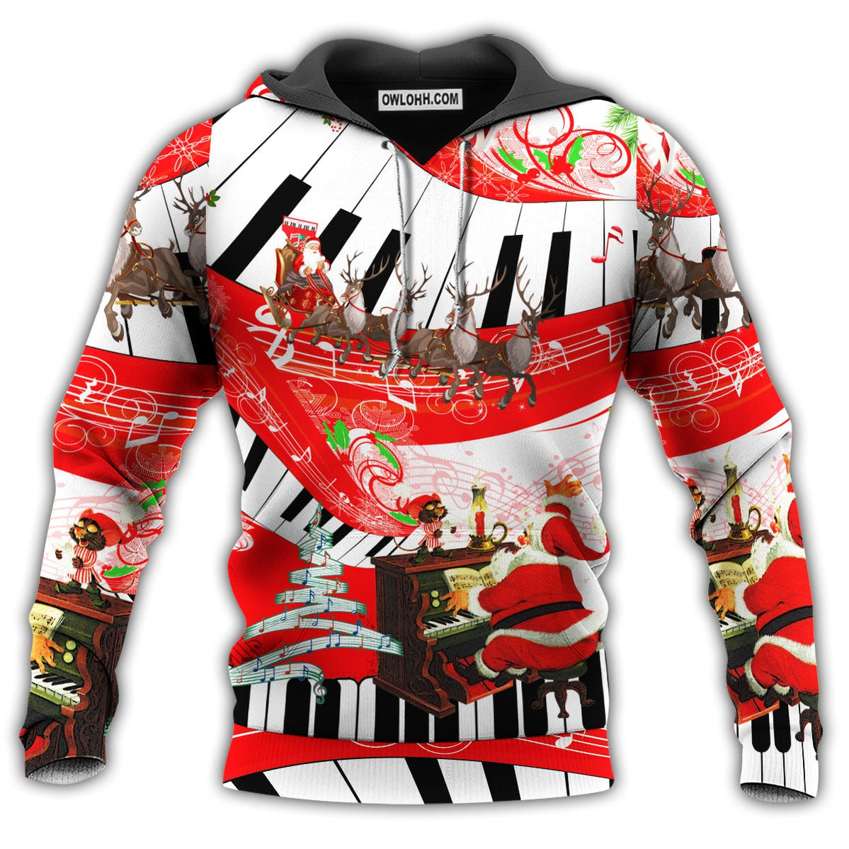 Christmas Love Music With Red Style So Hot - Hoodie - Owl Ohh - Owl Ohh