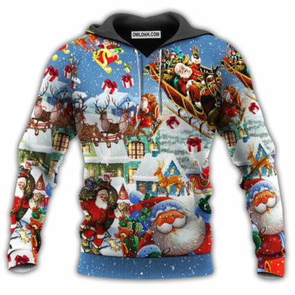 Christmas Say Hi From Santa With Snow - Hoodie - Owl Ohh - Owl Ohh