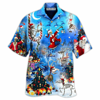 Christmas And Skull Merry Xmas Night - Hawaiian Shirt - Owl Ohh - Owl Ohh